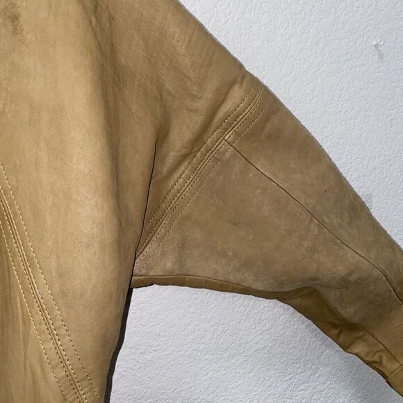 Lone Pine Womens Tan Leather Bomber Jacket Size Small - Picture 6 of 12